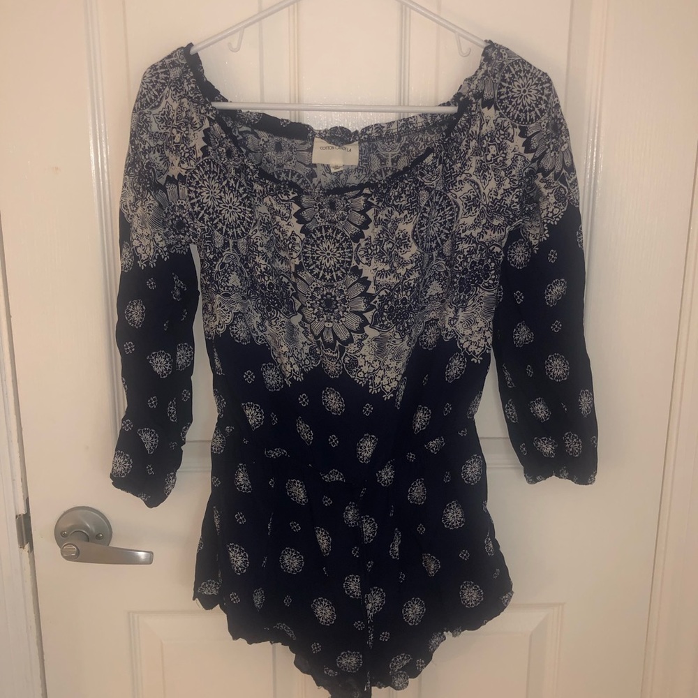 Cotton Candy LA off the shoulder patterned romper